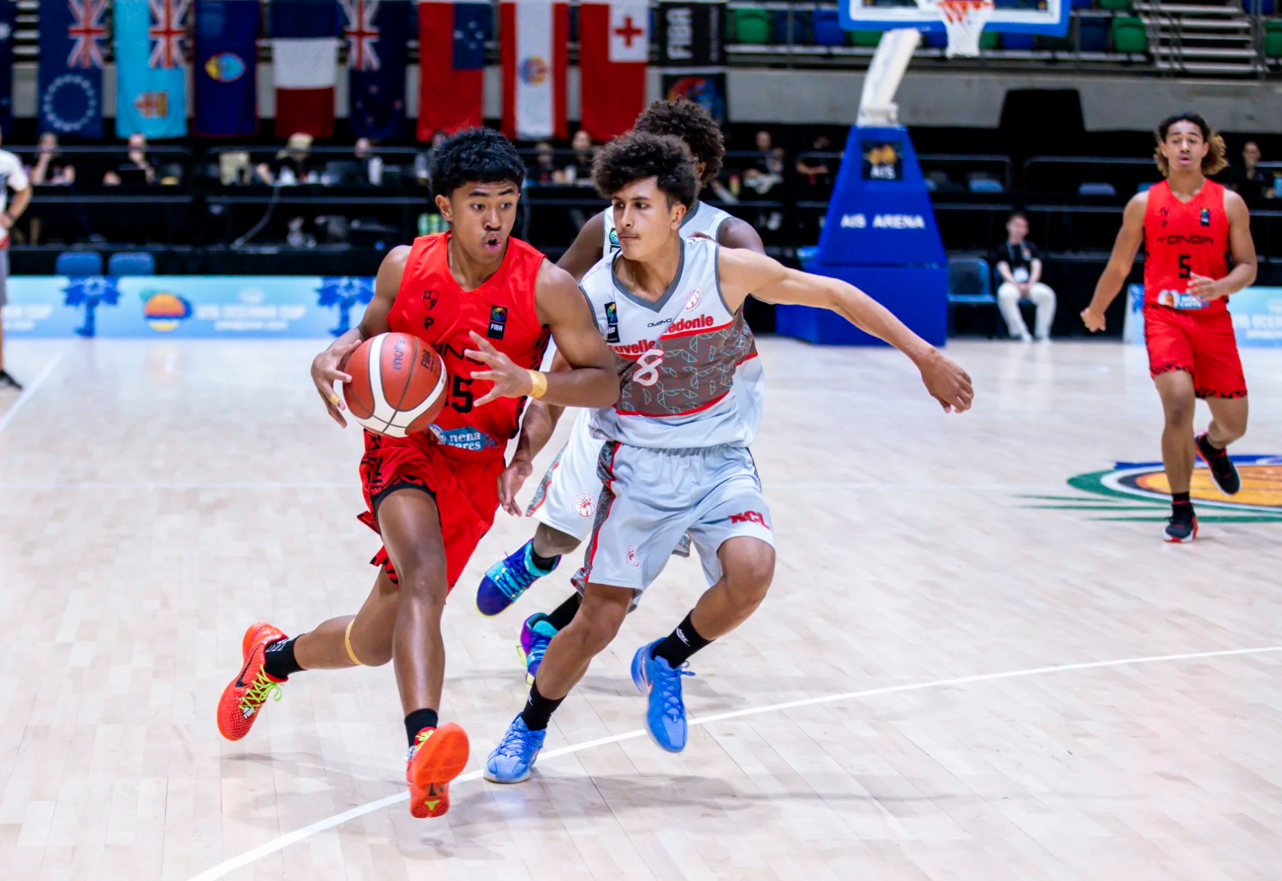 Tamilo Ah-Hing playing for Tonga at the FIBA U15 Oceania Cup